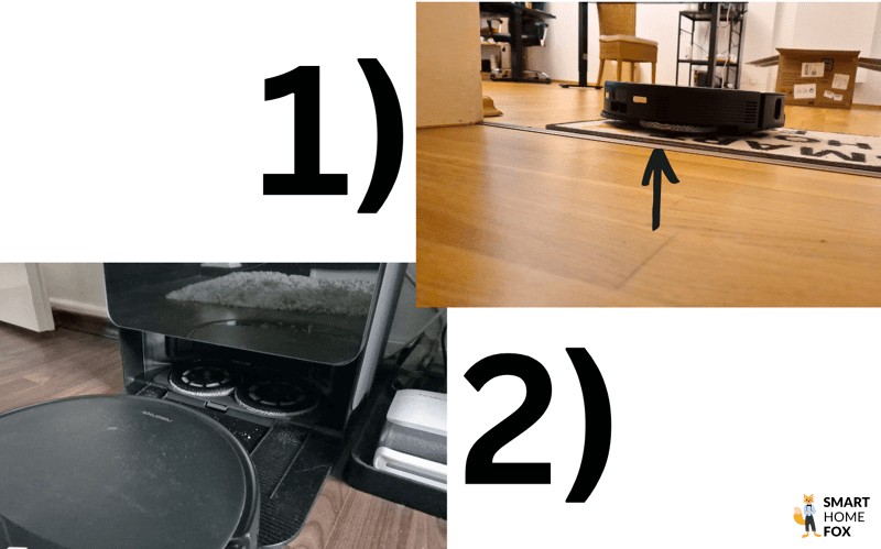 Die Optionen des Roborock Saros 10R beim Umgang mit Teppichen sind zu sehen.
